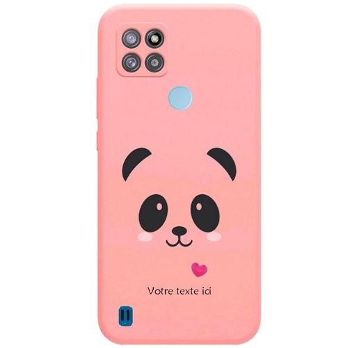 Coque Rose Realme C21y C25y Panda Coeur Ballon Personnalisee