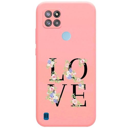 Coque Rose Realme C21y C25y Love Fleur Pastel Personnalisee
