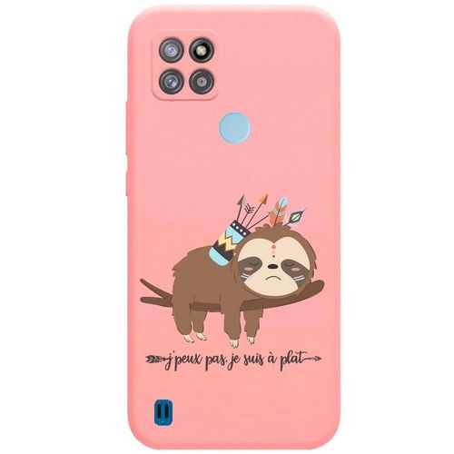 Coque Rose Realme C21y C25y Paresseux Boho Kawaii