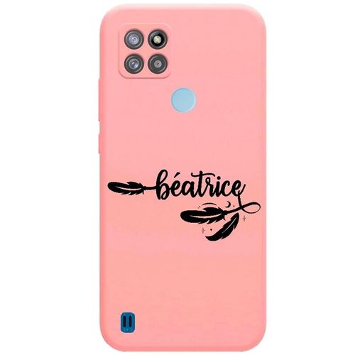 Coque Rose Realme C21y C25y Avec Votre Prénom 6 Plume