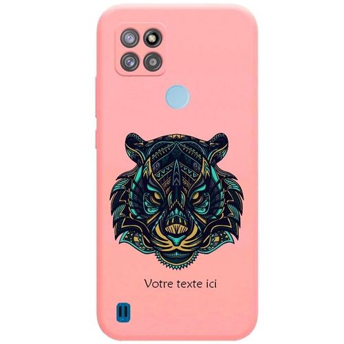 Coque Rose Realme C21y C25y Tigre Mandala Personnalisee