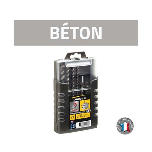 Coffret de 7 forets béton SDS plus - DIAGER - 1000U
