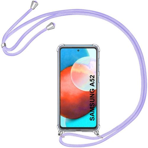 Coque Pour Samsung A52 5g (6.5'') Protection Renforce Coins Tpu Antichoc Coin Renforce Fine Avec Cordon Violet