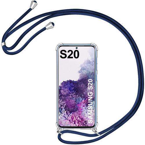 Coque Tour De Cou Pour Samsung S20 (6.2'') Coin Renforce Anti-Rayure Inclu Tour De Cou Bleu Marine