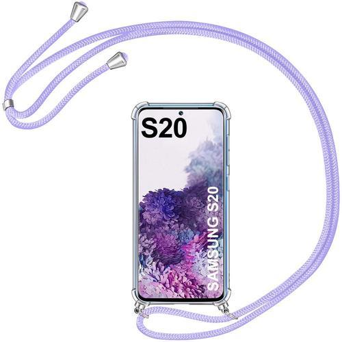 Coque Cordon Serrage Pour Samsung S20 (6.2'') Antichoc Protection Renforce Coins Fine Avec Cordon Violet