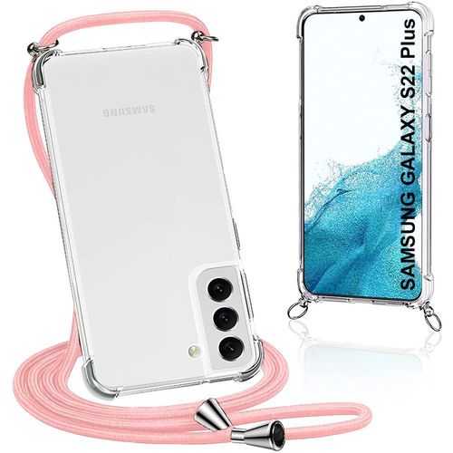 Coque Cordon Pour Samsung S22 Plus (6.6'') Antichoc Protection Renforce Coins Fine Avec Cordon Rose
