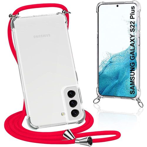 Coque Cordon Pour Samsung S22 Plus (6.6'') Coin Renforce Souple Anti-Rayure Inclu Cordon Rouge