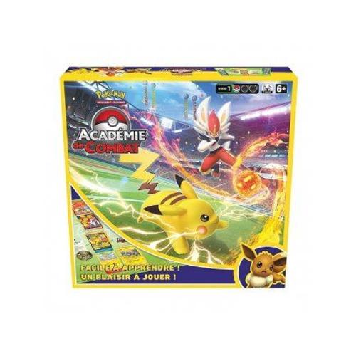 Coffret Jeu De Societe Academie De Combat Pokemon - Nouvelle Edition - Avec Decks Pyrobut, Pikachu, Evoli - Cartes Version Fr