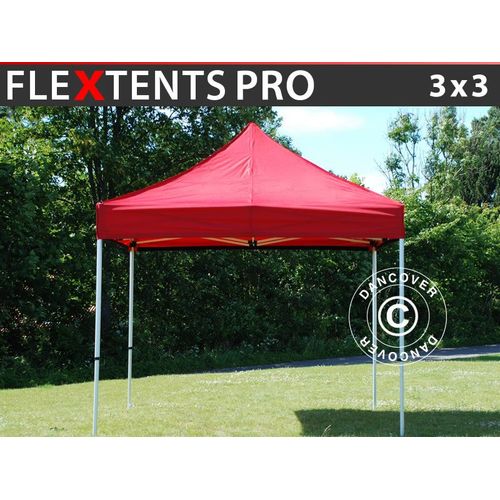 Tente Pliante Chapiteau Pliable Tonnelle Pliante Barnum Pliant Flextents Pro 3x3m Rouge