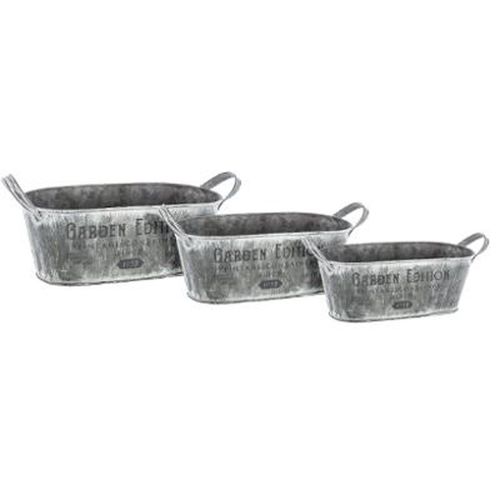 Lot De 3 Jardinières Métal "Spring Garden" 33cm Gris