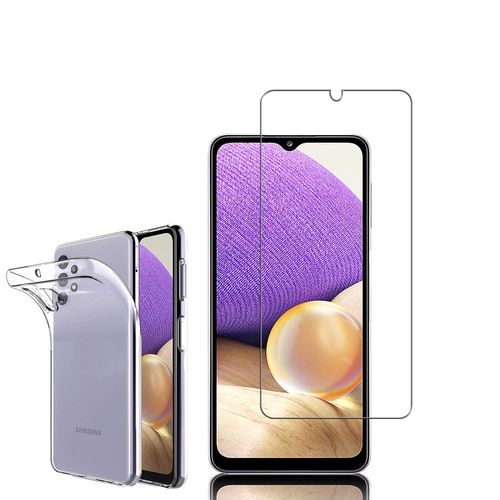 Coque Silicone Pour Samsung Galaxy A32 5g 6.5" Gel Ultraslim Et Ajustement Parfait - Transparent + 1 Film Verre Trempé - Transparent