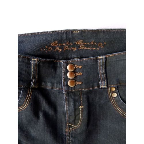 Jupe Courte Minijupe Cache-Cache Toile Jean Coton Noir - Gris Foncé Taille 38 Neuve