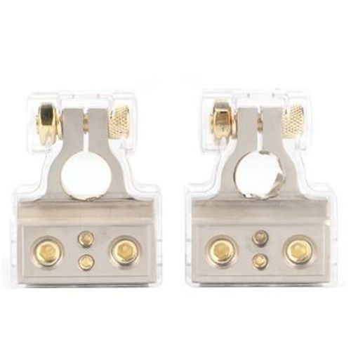 Une Paire De Cosses De Batterie Avec 4 Trous Et Un Couvercle De Protection. Accessoires Qp15517