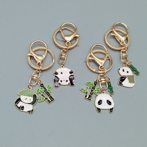 Porte-clés en métal émaillé en forme de Panda de dessin animé pour femmes, multi-style, mignon, pendentif pour sac à main, accessoires