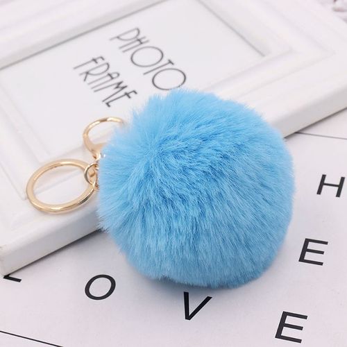 Porte-clés en fausse fourrure de lapin pour femmes, accessoire de voiture, pendentif de décoration avec pompon, pour sac à dos