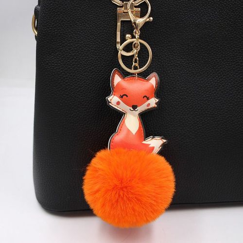 Porte-clés en fausse fourrure de renard pelucheux, breloque de sac à main pour femmes, pendentif bibelot, accessoires de fourrure pour sacs