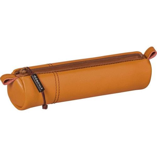 Trousse Scolaire - Ronde - Marron - Imitation Cuir - 20 X 4,5 Cm - Brunnen