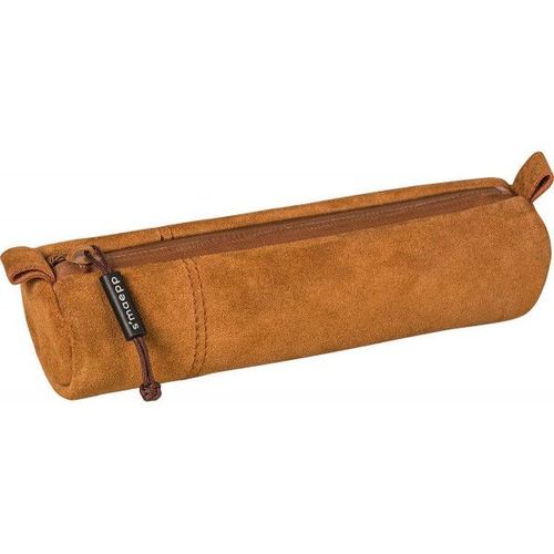 Trousse Scolaire - Ronde - Marron - Imitation Daim - 20 X 4,5 Cm - Brunnen
