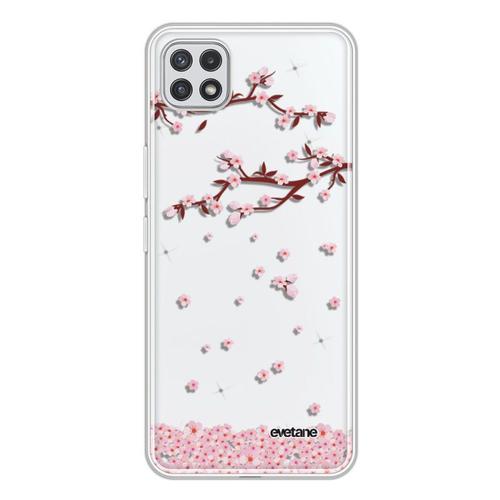 Coque Samsung Galaxy A22 5g 360 Intégrale Transparente Chute De Fleurs Tendance Evetane.