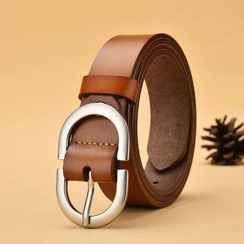 Ceinture En Cuir Véritable Pour Femmes,Ceinture À Boucle Ronde En Métal Pour Jeans,Ceintures De Marque De Luxe Sauvage Pour Femmes Ld032