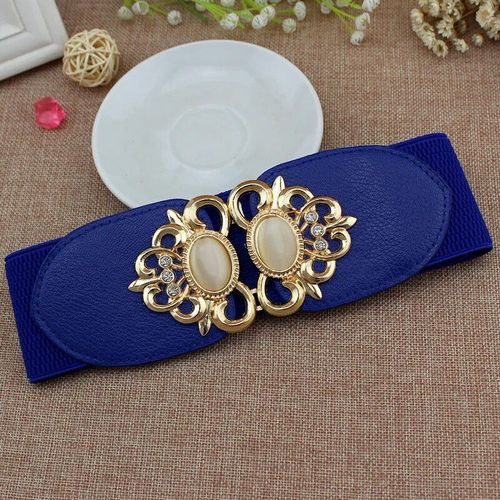 Ceinture Élastique À Double Opale Incrustée Pour Femme,Robe Formelle,Pull Décoratif,Ceinture Noire,Mode,1 Pièce