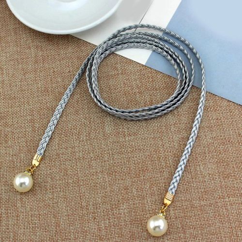 Ceinture Fine En Cuir Pu Pour Femmes,Fausse Perle,Taille Élastique,Décoration De Jupe Habillée,Cadeaux À La Mode Pour Filles