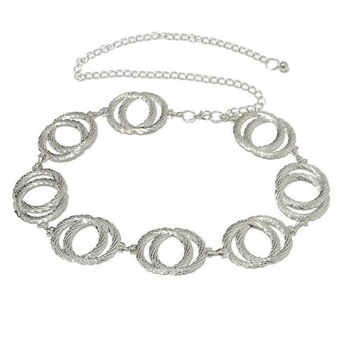 Ceinture En Jean À Double Anneau Unique Pour Femme,Ceinture Ronde En Métal Argenté,Mode Féminine,Jean,2022