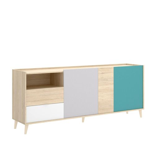 Buffet Effet Bois Chêne Et Blanc