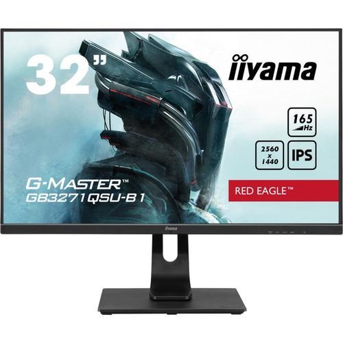 iiyama G-MASTER Red Eagle GB3271QSU-B1 - Écran LED - 32" (31.5" visualisable) - 2560 x 1440 WQHD @ 165 Hz - IPS - 400 cd/m² - 1200:1 - 1 ms - 2xHDMI, 2xDisplayPort - haut-parleurs - noir mat