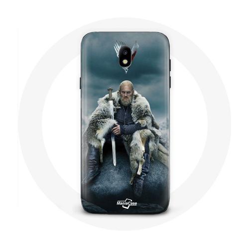 Coque Pour Samsung Galaxy S5 Vikings Série Saison 6 Ragnar Lothbrok Logo V Epée Gris Fond Brouillard