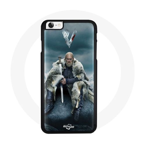 Coque Pour Iphone 6 Vikings Série Saison 6 Ragnar Lothbrok Logo V Epée Gris Fond Brouillard