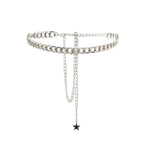 Chaîne Épaisse En Métal Simple Pour Femme,Pendentif Étoile À Cinq Branches,Tempérament,Élégant,Accessoires De Robe