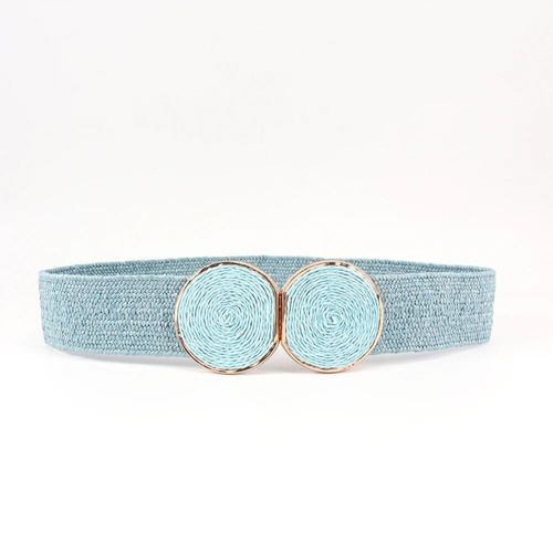 Ceinture En Paille Tissée Pour Femme,Large Sangle Élastique,Structure Ronde Assortie,Mode