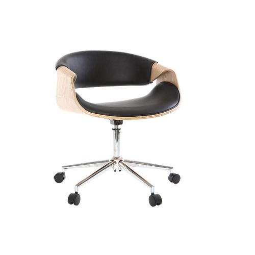 Fauteuil De Bureau Design Noir Et Bois Clair Aramis