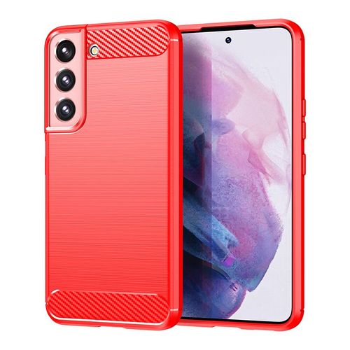 Coque De Téléphone Portable Ultra-Mince, Rouge Étui En Fiber De Carbone Brossé, Léger Et Entièrement Protégé, Pour Samsung S22 Ultra