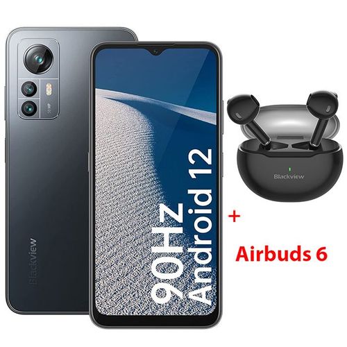 Blackview A85 Smartphone Débloqué 4G 6.56" 14Go+128Go 4480mAh 50MP+8MP NFC/Charge rapide Noir Espace avec Airbuds 6