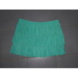 Mini Jupe Vert D'eau À Franges Zara - Xl