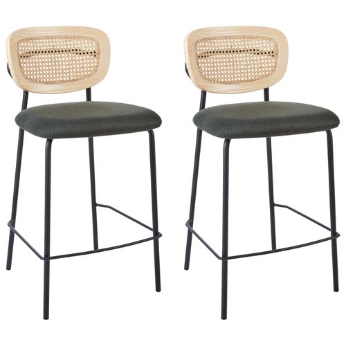 Lot De 2 Chaises De Bar Mayetta Rotin Vert Foncé