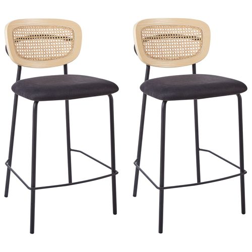Lot De 2 Chaises De Bar Mayetta Rotin Noir