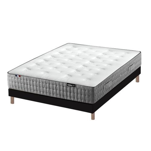 Ensemble Matelas 30 Cm 672 Ressorts Ensachés 7 Zones + Sommier Tapissier 140x190