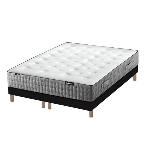 Ensemble Matelas 30 Cm 672 Ressorts Ensachés 7 Zones + Sommier Tapissier 180x200