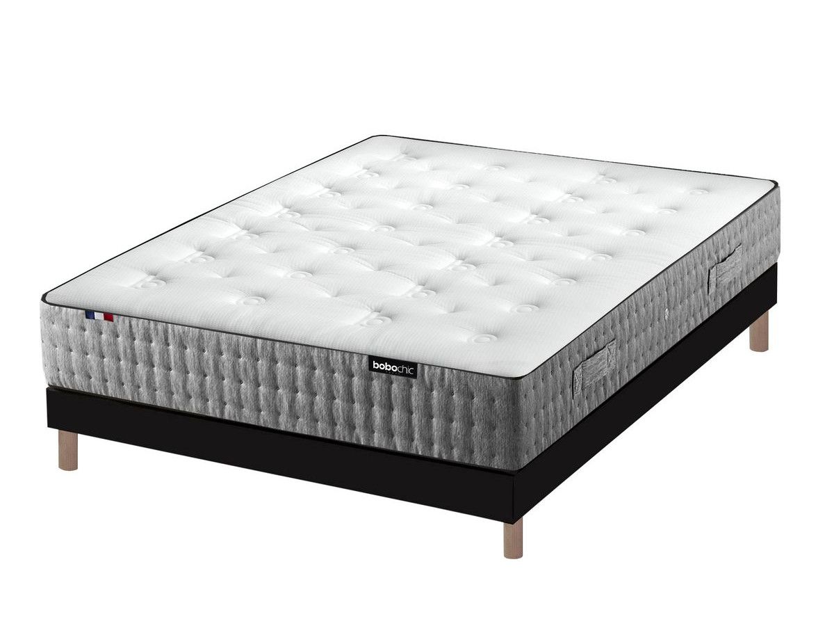 Ensemble Matelas 30 Cm 672 Ressorts Ensachés + Sommier Tapissier 140x190