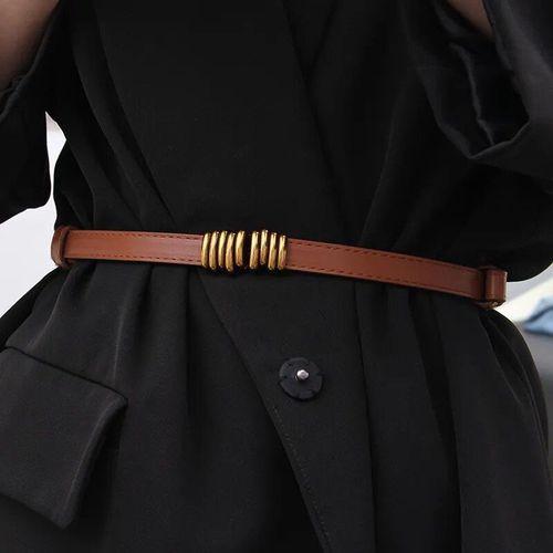 Ceinture Fine En Cuir Pour Femmes,Boucle À Crochet Simple En Métal,Sangle De Taille Réglable Pour Robe De Pantalon,Marque De Créateur,Ceinture De Décoration