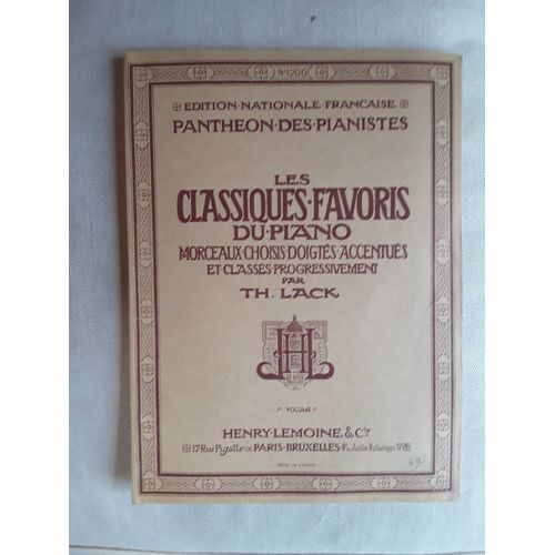 Panthéon Des Pianistes Th Lack 1vol B