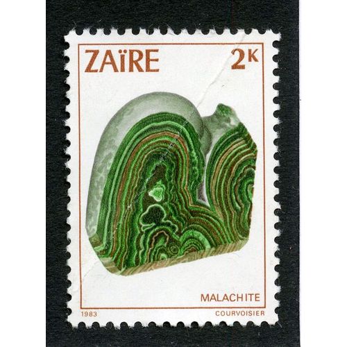 Timbre Oblitéré Zaire ,Malachite,1983,Courvoisier,2k