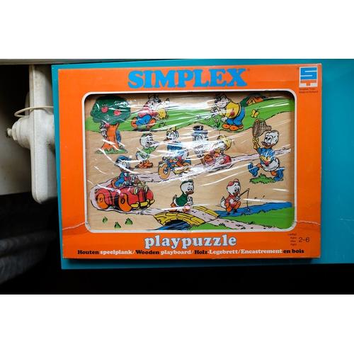 Vintage Walt Disney Production Puzzle En Bois Donald W Box Simplex Toys Holland