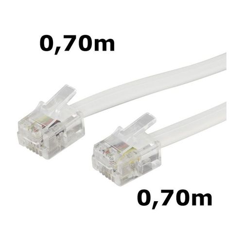 Cordon Téléphone ou ADSL RJ11 mâle vers RJ11 mâle - blanc - 0,70 m