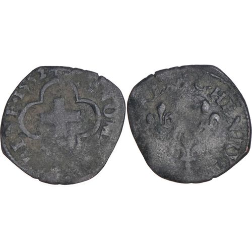 France - 1552 - Henri Ii - Double Tournois À La Croisette - Billon - Fs01e7