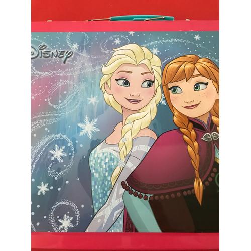 La Reine Des Neiges - Anna Et Elsa - Frozen - Walt Disney - Malette Métallique Vide 30,5x27x4 Cm - Poignée Bleue
