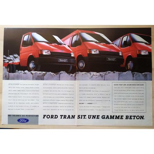 Publicité Papier - Voitures Utilitaires Ford Transit Laser De 1987